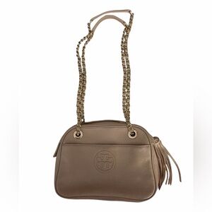 Tory Burch Beige Crossbody Bag with Gold Chain